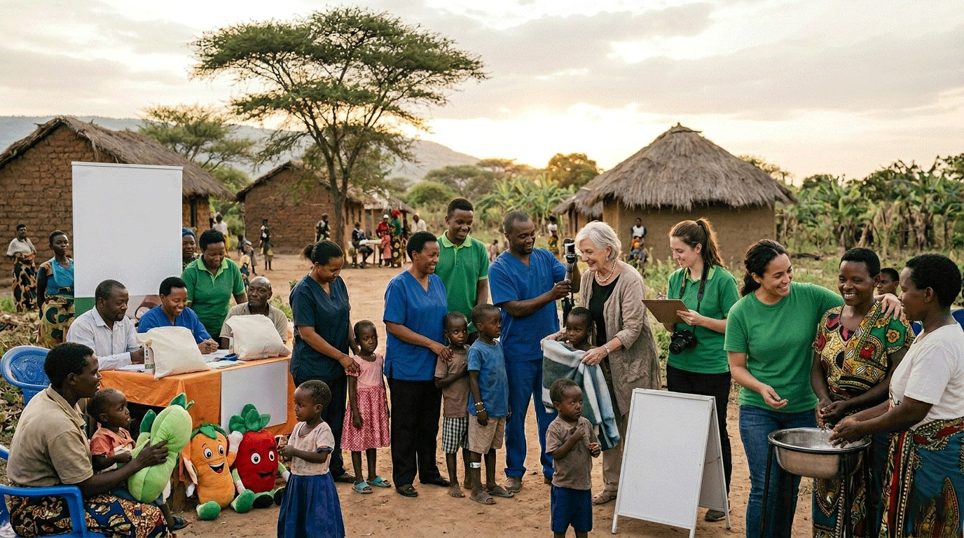 Group of children supported by the foundation, smiling together